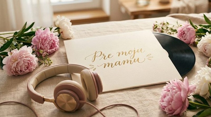 Pesnička pre mamu — mama so slúchadlami počúva personalizovanú pieseň a dojíma sa